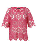 Femininer Ajour 1/2-Arm Baumwoll-Pullover /