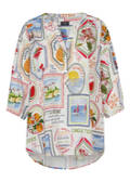 Leichte Bluse mit V-Ausschnitt und grafischem Muster / 