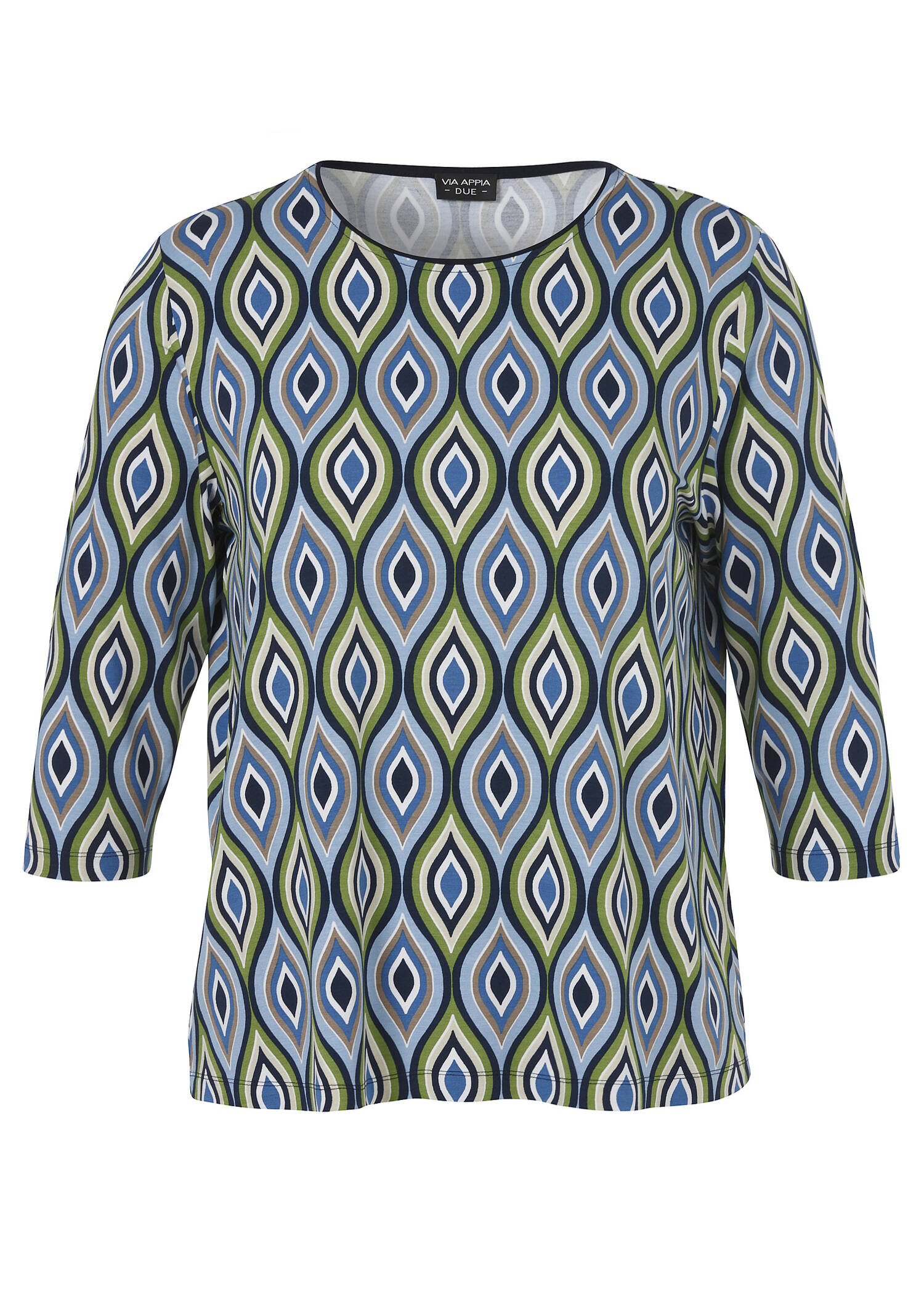3/4-Arm Viskose-Jersey Shirt mit Print in Trendfarben /