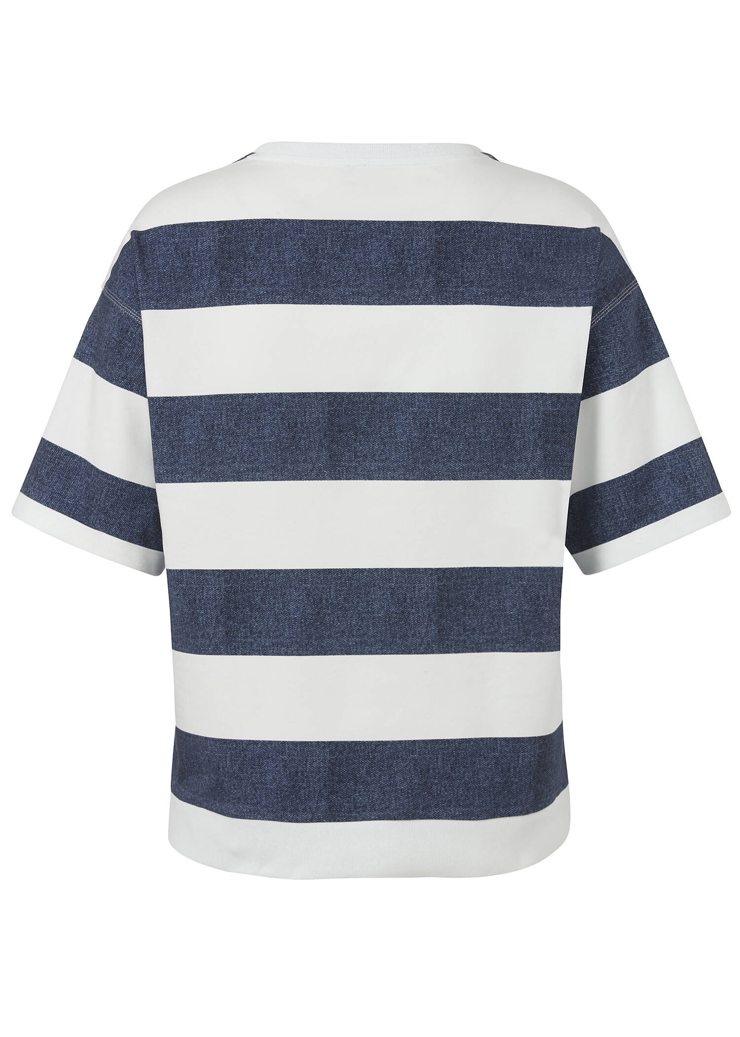 Halbarm-Sweatshirt Indigo / Ecru mit geschmücktem Motiv / 