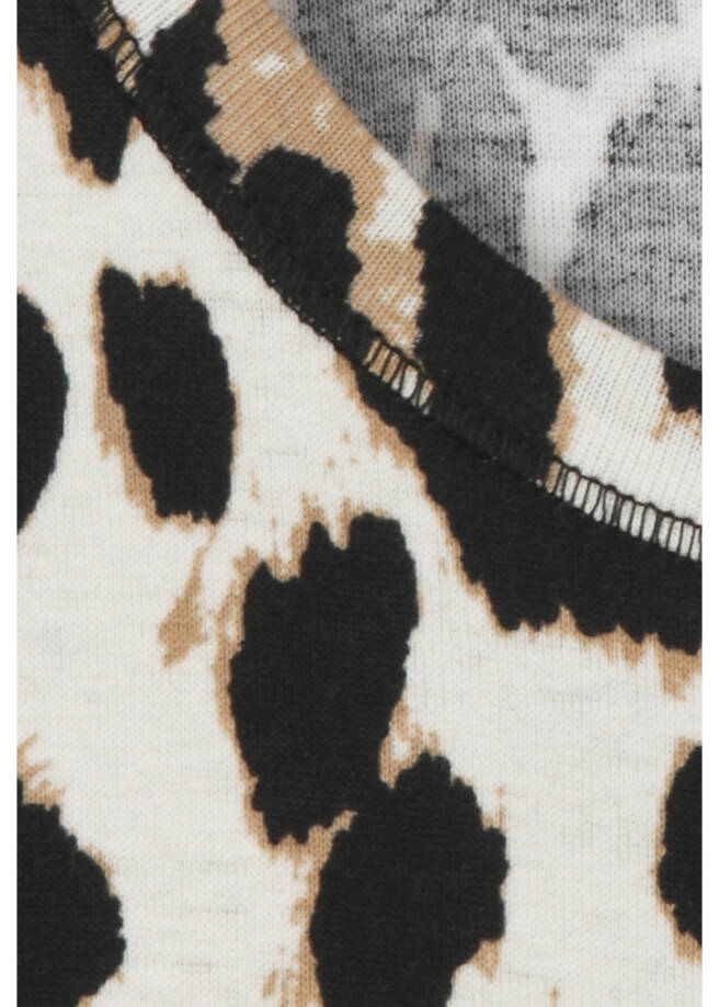 Fein geripptes T-Shirt Leo-Print aus softer Baumwolle /