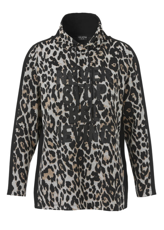 Print Sweatshirt mit Stehkragen schwarz multicolor Frontansicht