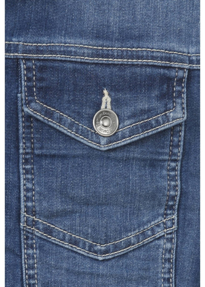 Klassische Stretch Jeansjacke Light Used Dunkelblau /