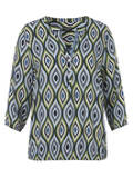 3/4-Arm Viskose-Print-Bluse mit Gummizugbund /