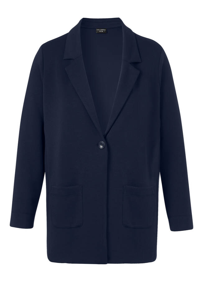 Edel-lässige Blazer-Jacke mit Revers indigo Frontansicht