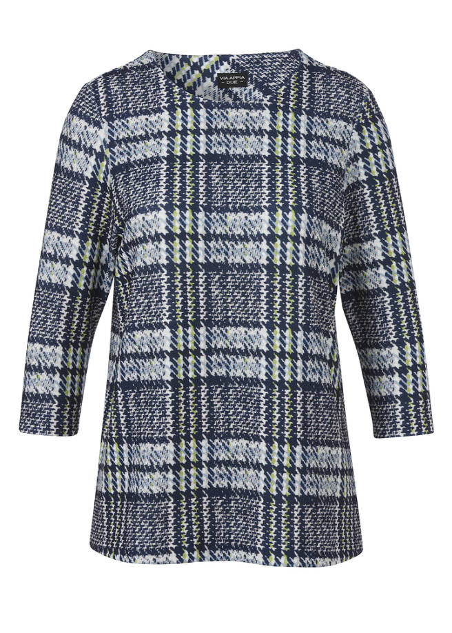 3/4-Arm Sweatshirt / leichter Pullover Tartan indigo multicolor Frontansicht