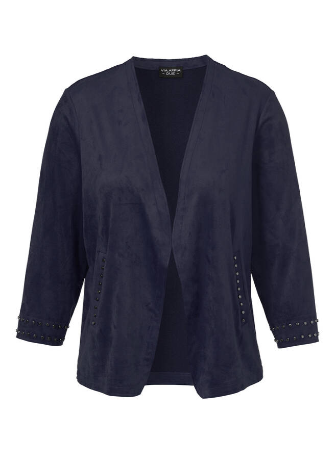3/4-Arm Jacke im Veloursleder-Look indigo Frontansicht