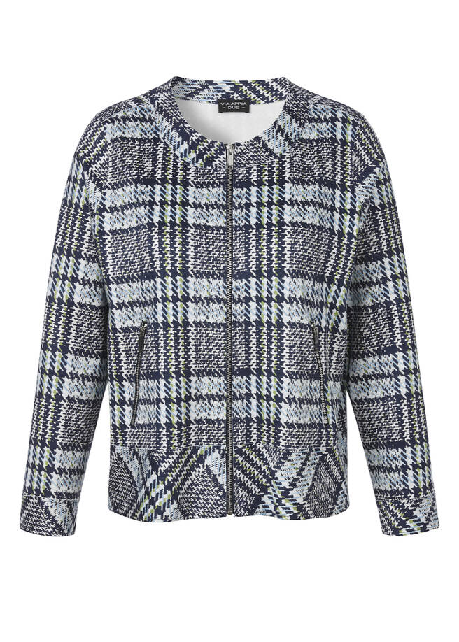 Gemusterte Jacke mit Zipper indigo multicolor Frontansicht