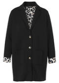 Schwarze Revers-Jacke mit Innenmuster Leo /