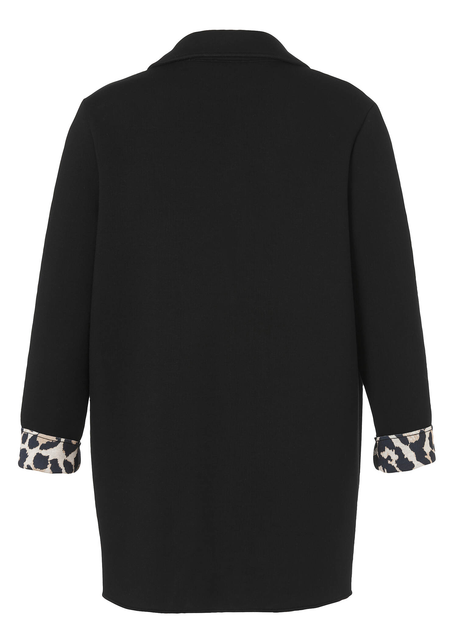 Schwarze Revers-Jacke mit Innenmuster Leo /