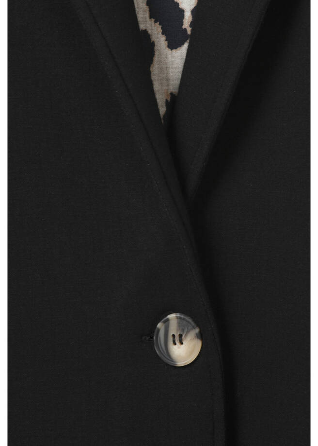 Schwarze Revers-Jacke mit Innenmuster Leo /