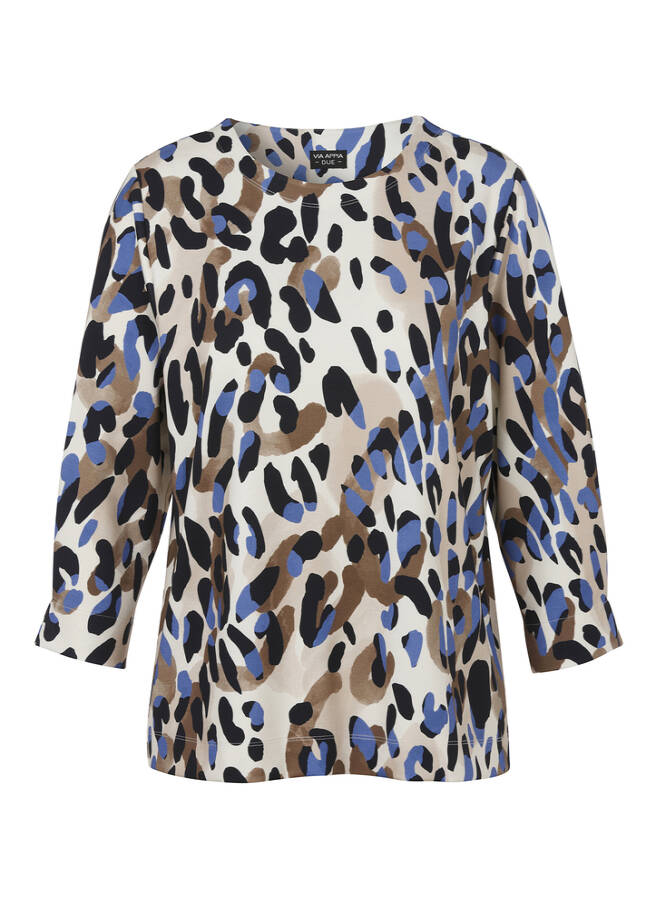 3/4-Arm Sweatshirt mit modernem Print camel multicolor Frontansicht