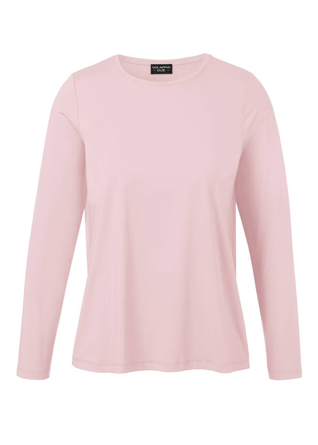 Edles Kombi-Langarmshirt Premium-Basic rosa Frontansicht
