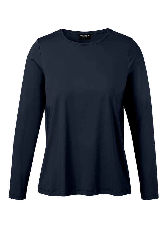 Edles Kombi-Langarmshirt Premium-Basic marine Frontansicht