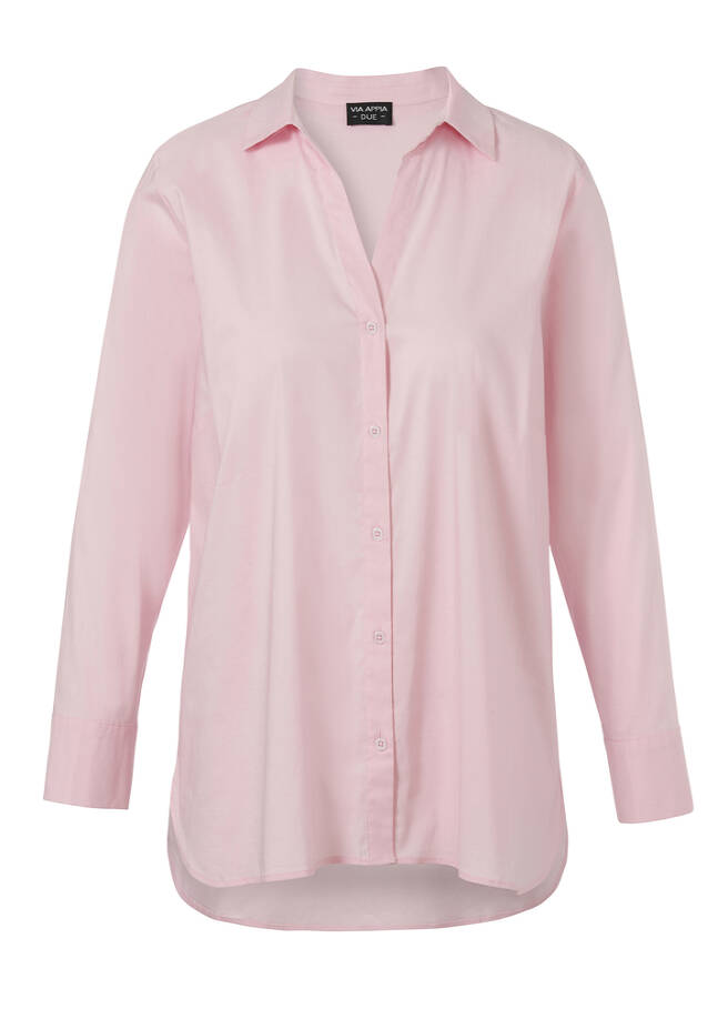 Klassische Stretch-Hemdbluse Premium Basic rosa Frontansicht