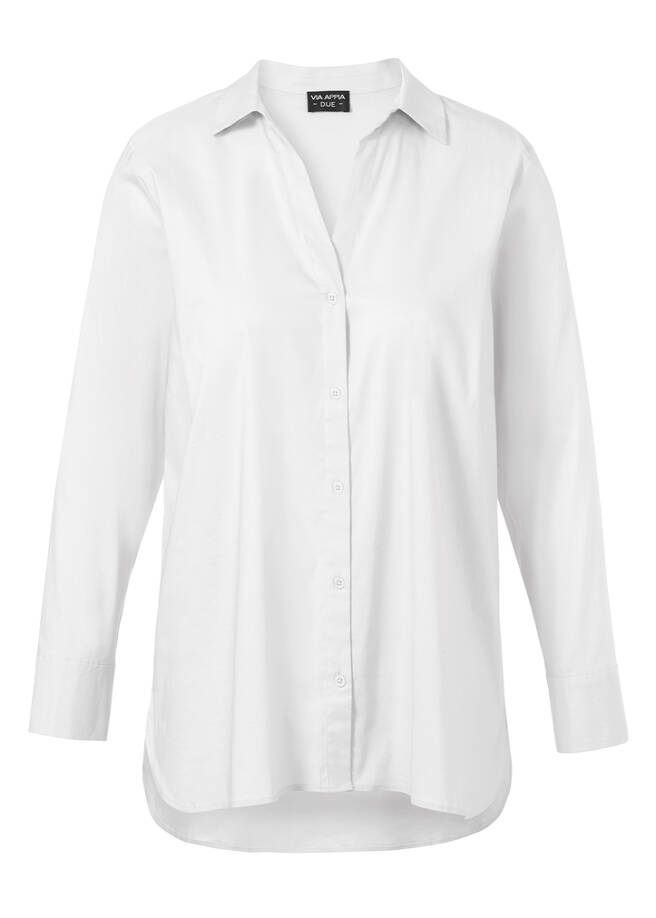 Klassische Stretch-Hemdbluse Premium Basic creme weiß Frontansicht