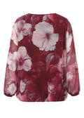 Print Blouson-Bluse mit semitransparenten Ärmeln /
