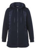 Dunkelblaue Kapuzenjacke mit Steppeinsätzen /