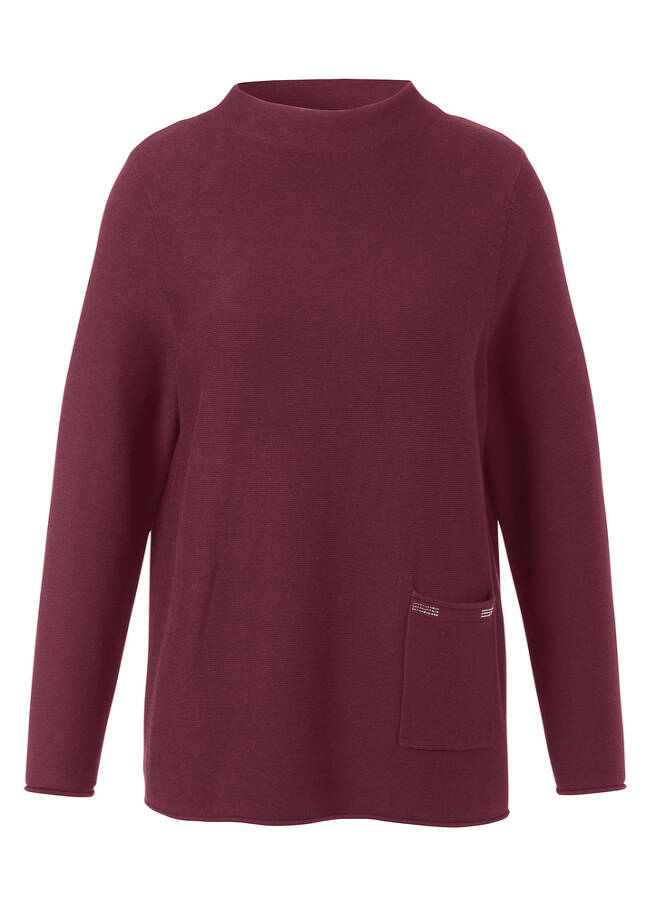 Weicher Baumwoll-Pullover mit Kelchkragen bordeaux Frontansicht