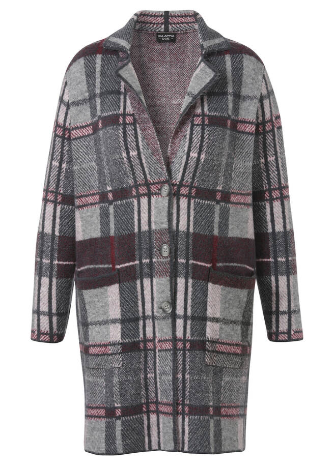 Leichte Mantel-Jacke Karomuster bordeaux multicolor Frontansicht