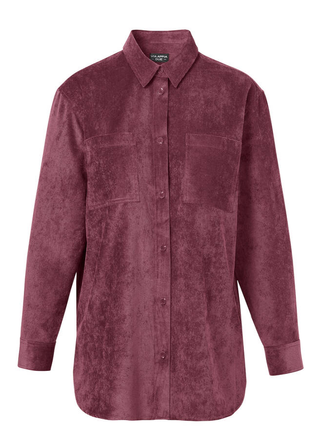 Hemdbluse aus weichem Feincord bordeaux Frontansicht