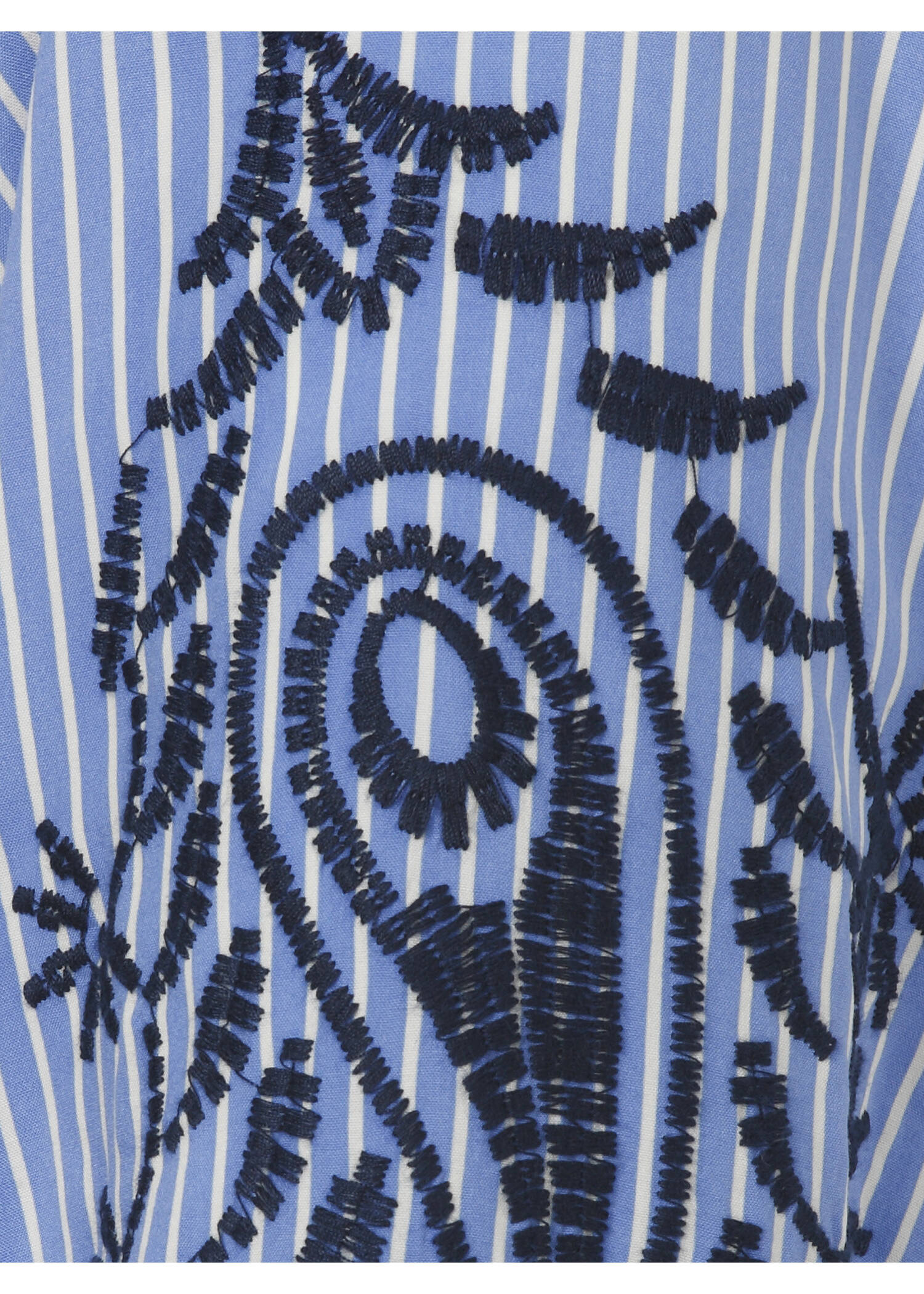 Längsgestreifte Viskosebluse mit Stickerei an den Ärmeln /