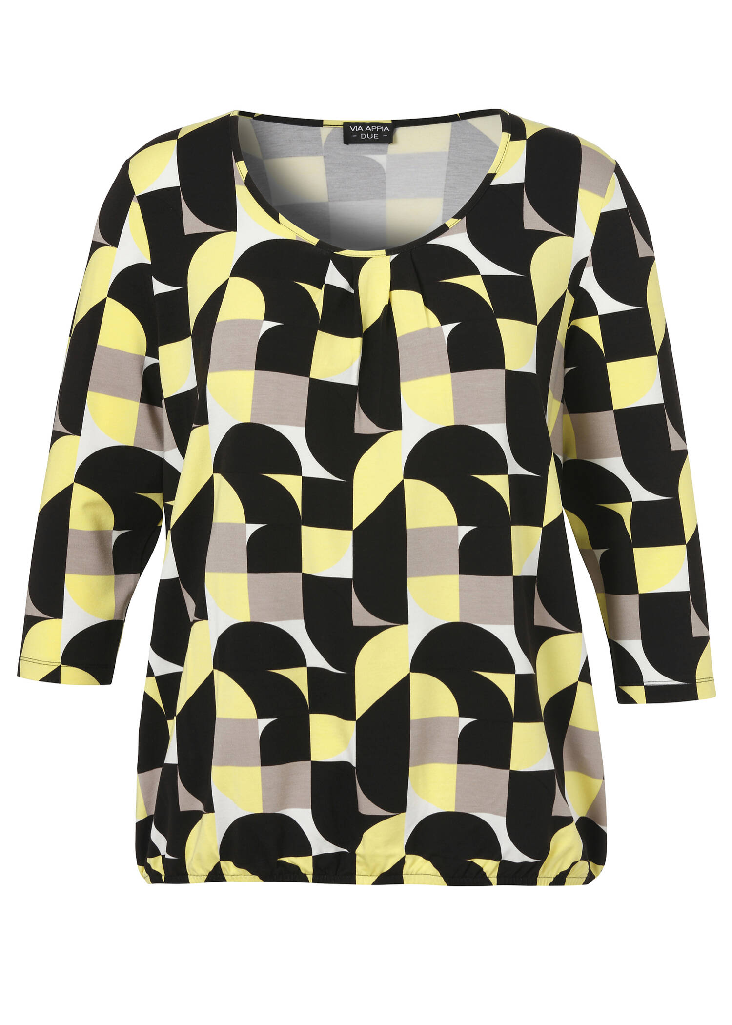 3/4-Arm Print-Shirt mit Gummizugsaum / 