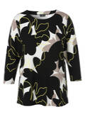 3/4-Arm Print Sweatshirt mit Rippstruktur / 