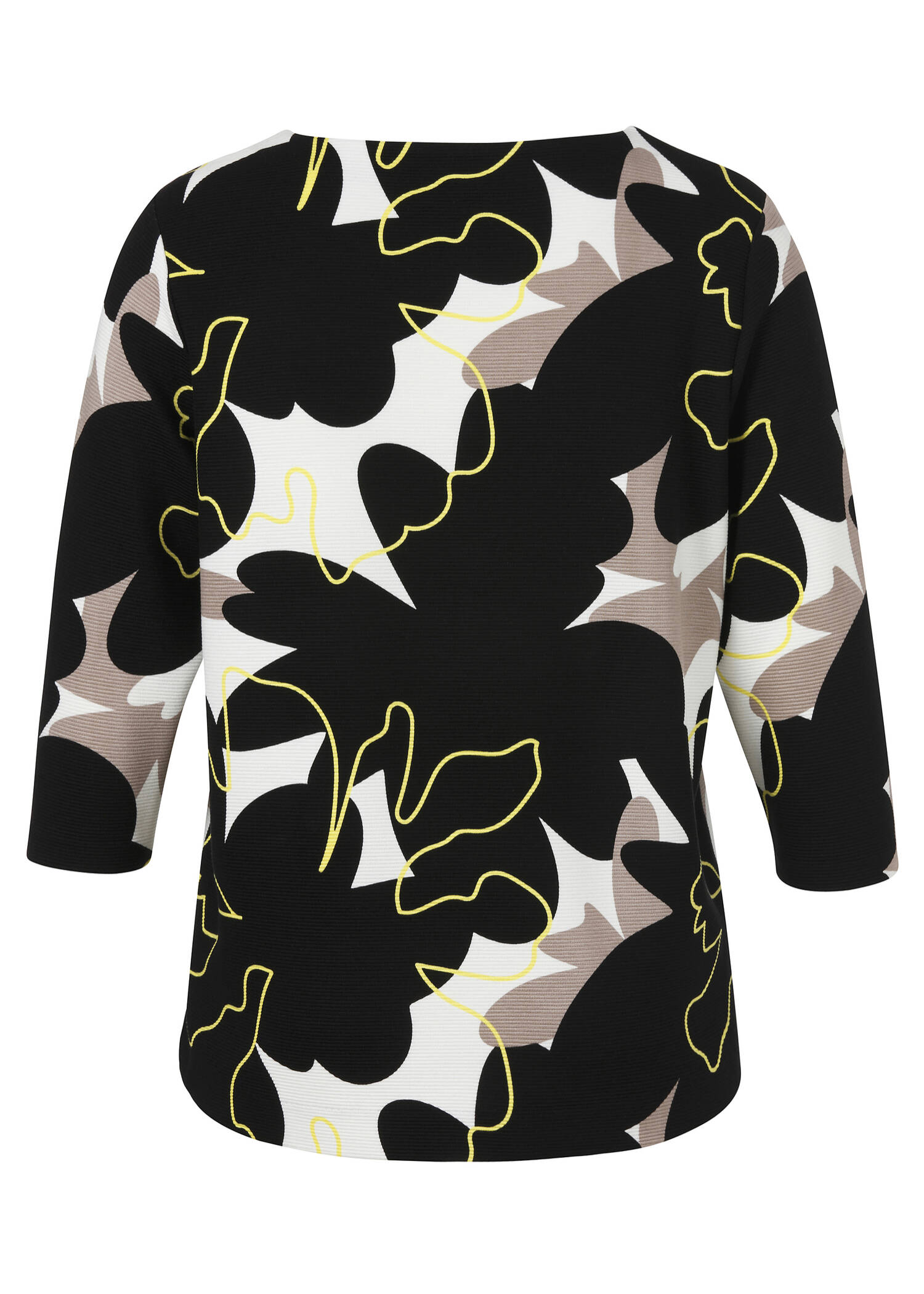 3/4-Arm Print Sweatshirt mit Rippstruktur / 