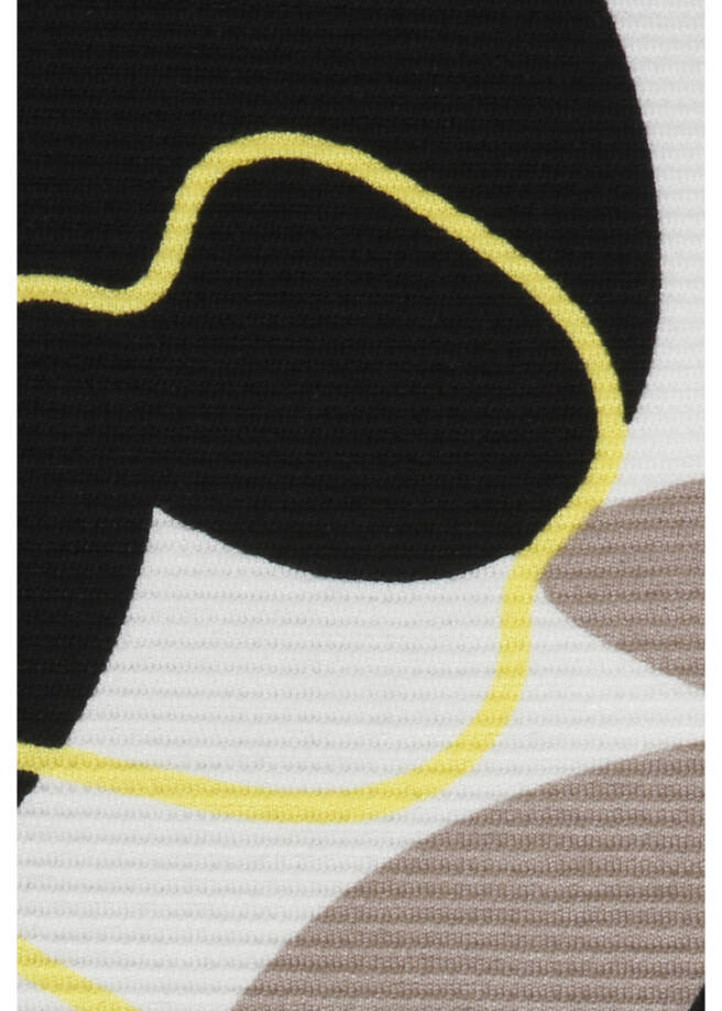 3/4-Arm Print Sweatshirt mit Rippstruktur / 