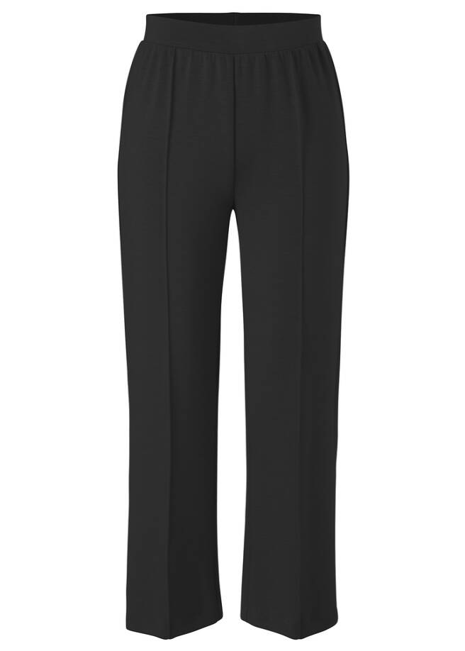 Edle Kombihose, weites Bein schwarz Frontansicht