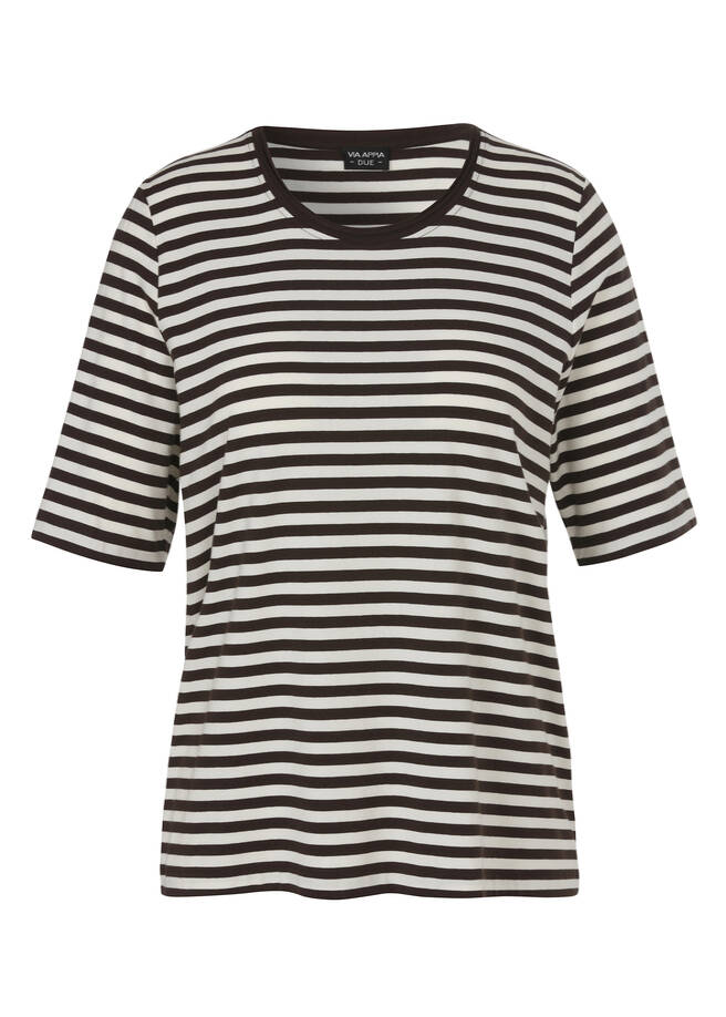 Softes Ringelshirt Mocca / Creme mocca / creme Frontansicht