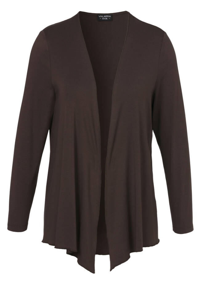 Offene Shirtjacke mit Wasserfall-Front mocca Frontansicht