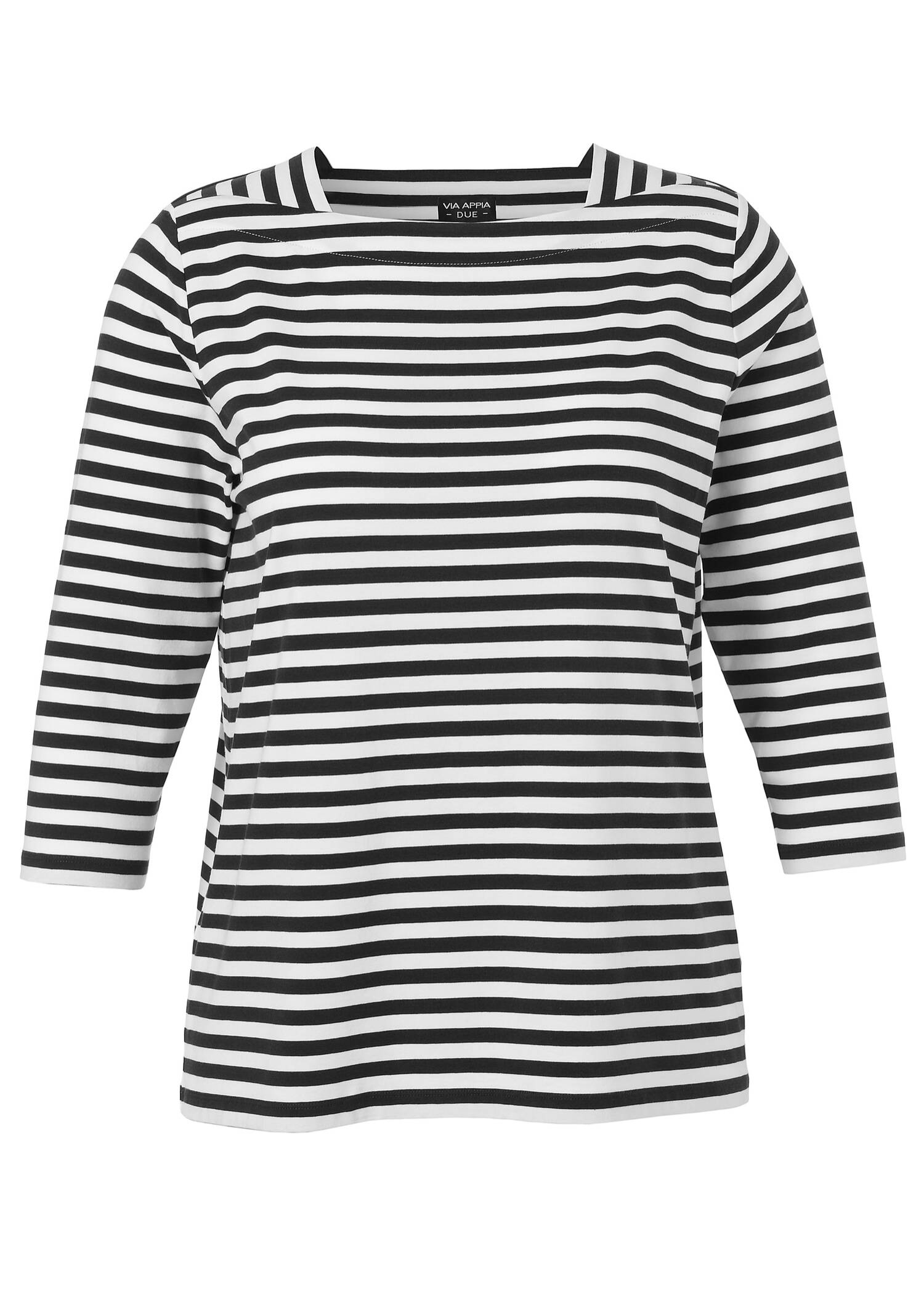 Soft fließendes 3/4-Arm Ringel-Shirt mit U-Boot-Ausschnitt /