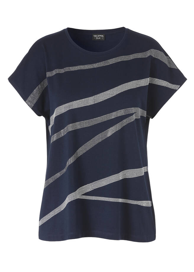 Weiches Baumwoll-Shirt mit geschmückter Front indigo Frontansicht