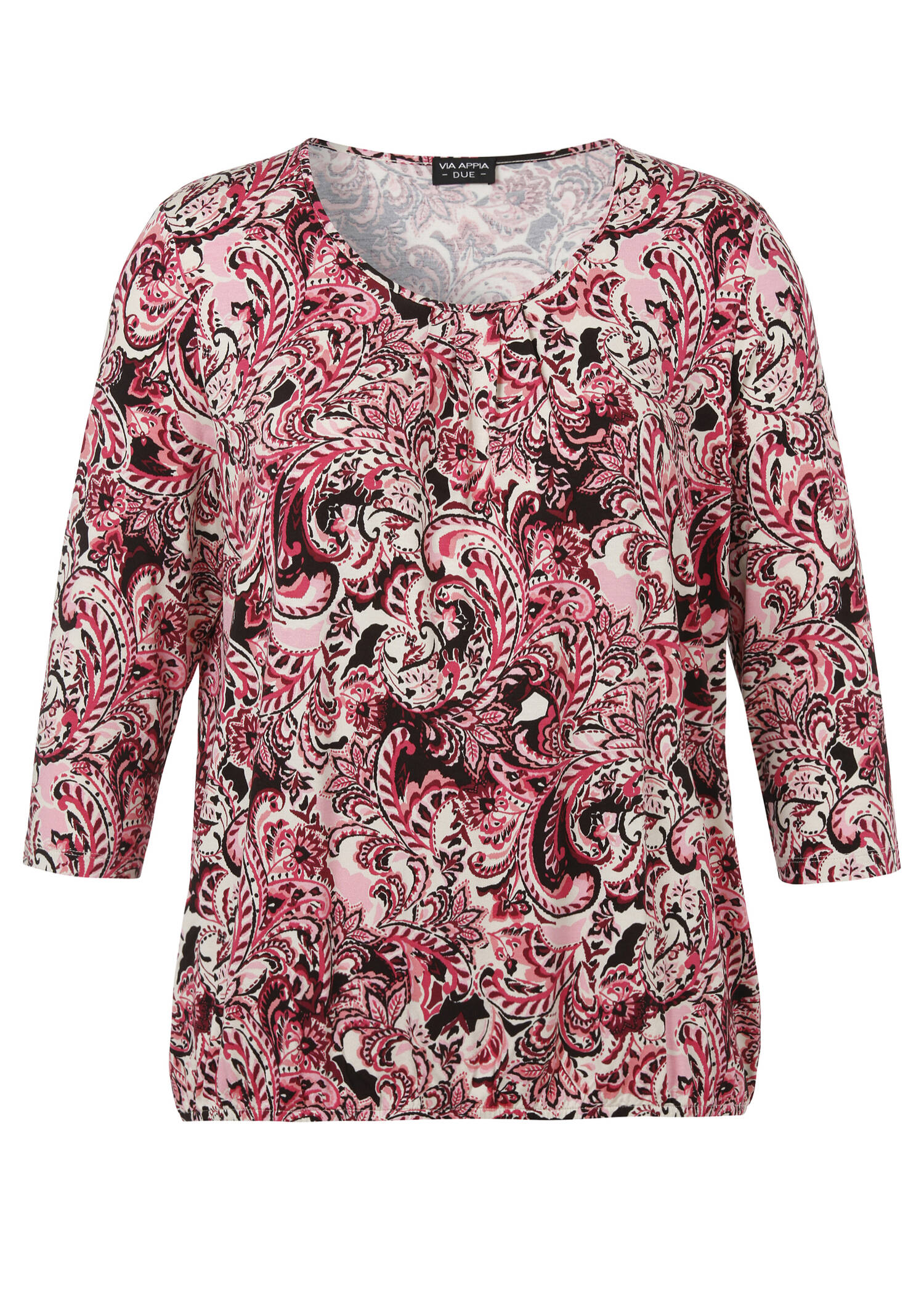 3/4-Arm Viskose-Jersey Print Shirt mit Gummizugbund /