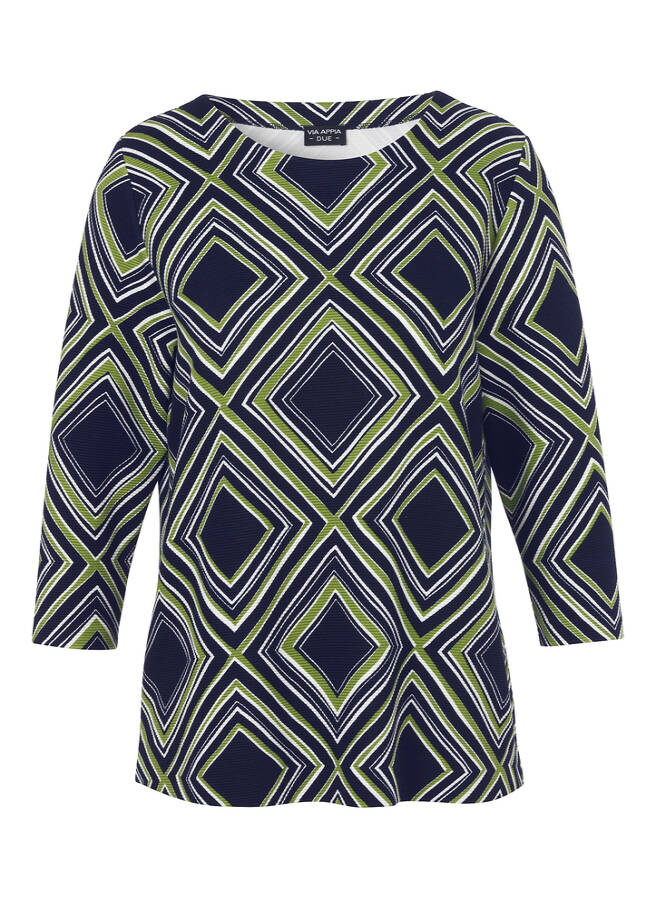 3/4-Arm Sweatshirt / leichter Pullover Karo indigo multicolor Frontansicht