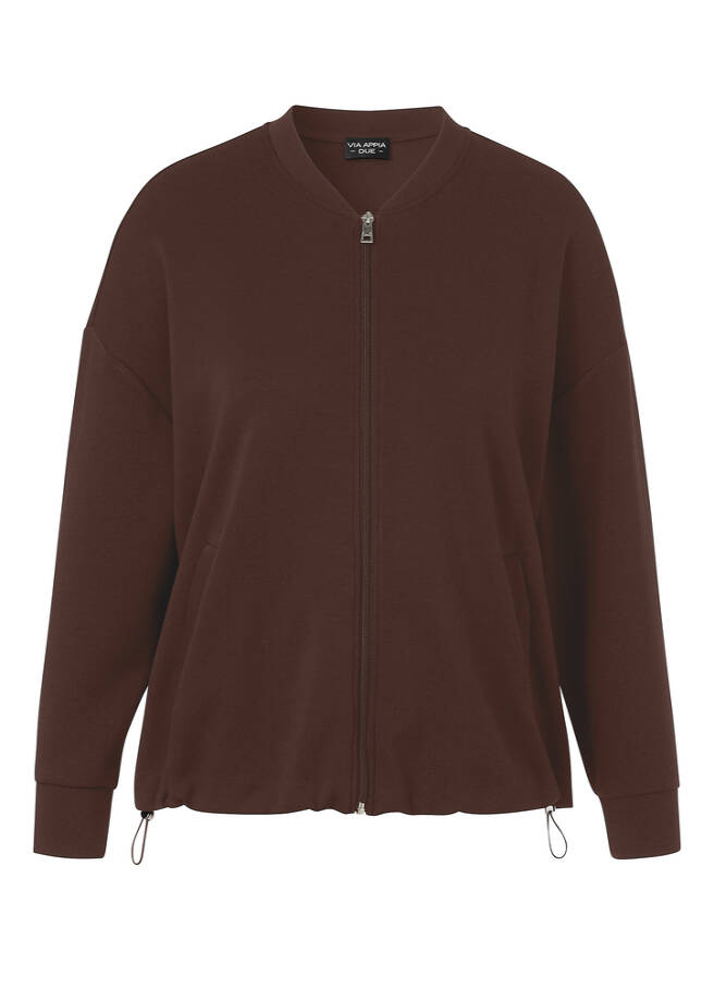 Lässig-edle Sweatjacke kaffee Frontansicht
