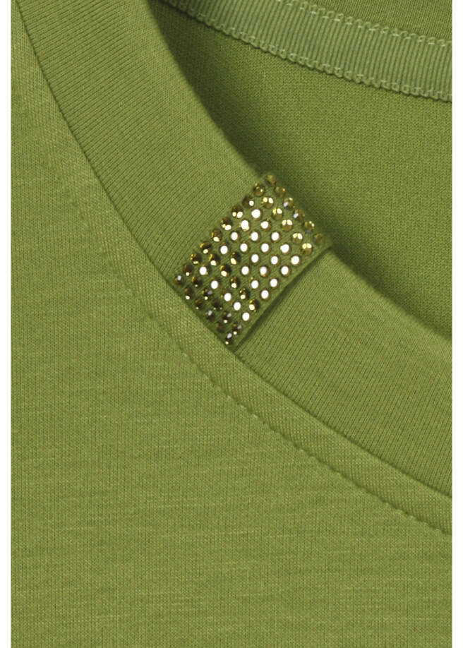 3/4-Arm Sweatshirt mit Schmuck-Details /