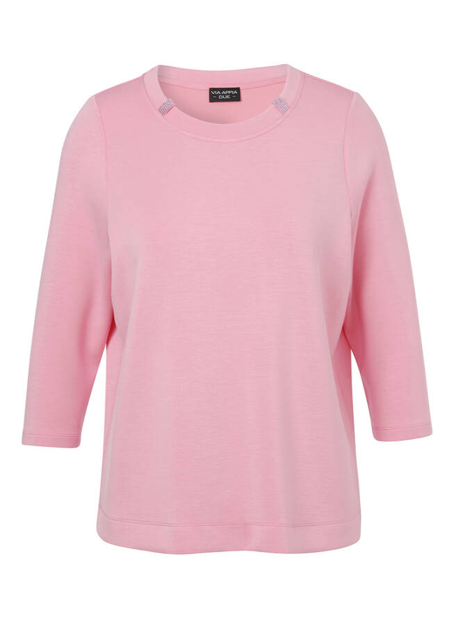 3/4-Arm Sweatshirt mit Schmuck-Details orchidee Frontansicht