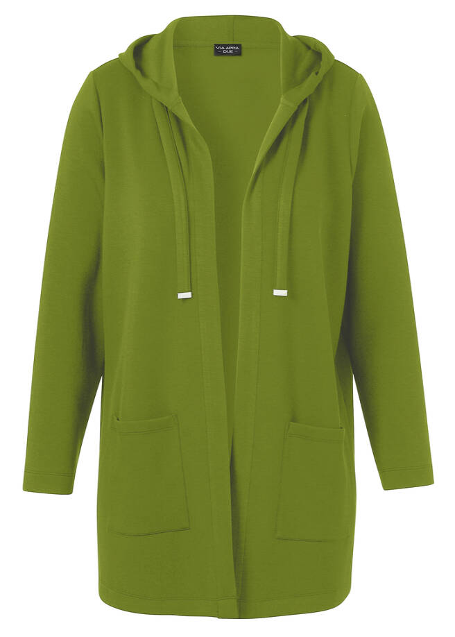 Offene Sweat-Jacke mit Kapuze moos Frontansicht