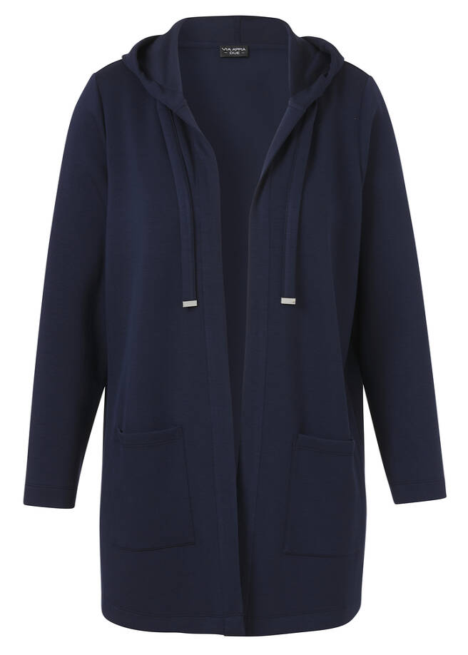 Offene Sweat-Jacke mit Kapuze indigo Frontansicht