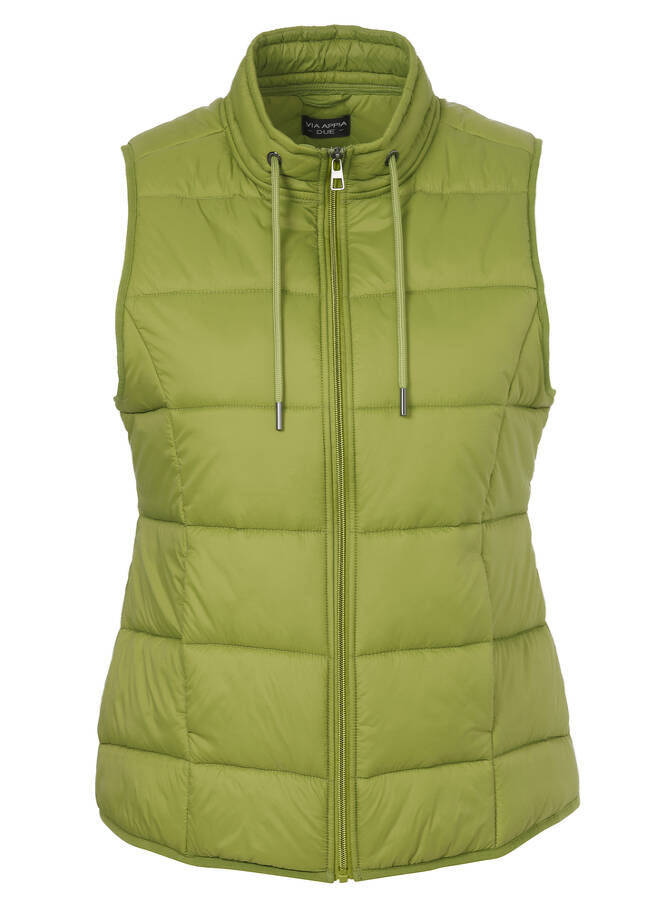 Wattierte Steppweste mit Zipper moos Frontansicht