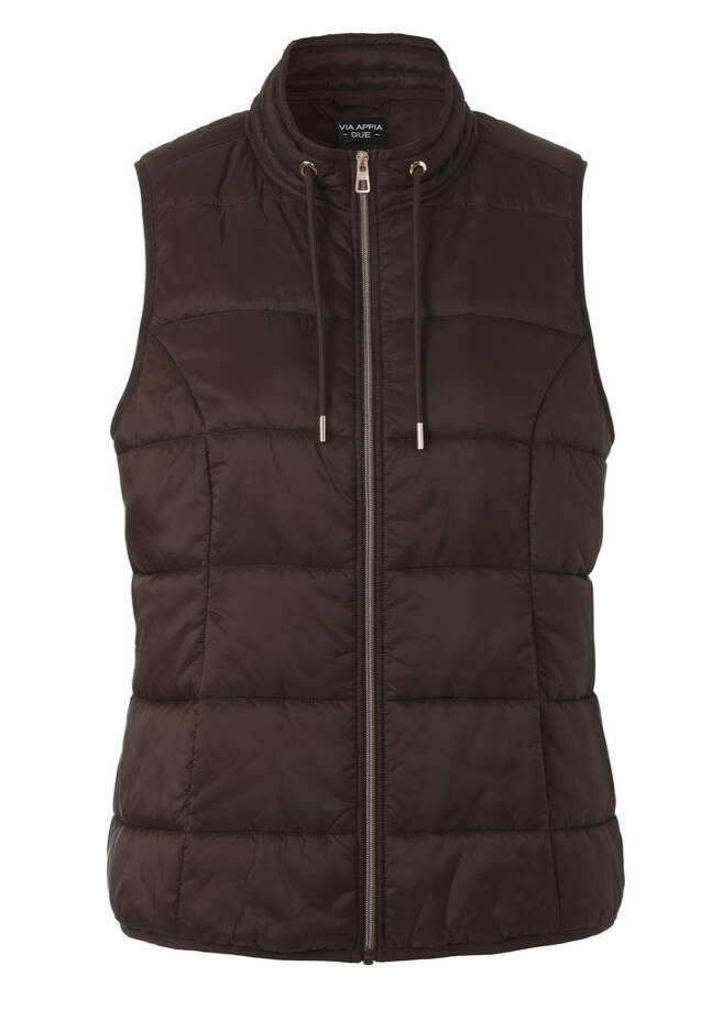 Wattierte Steppweste mit Zipper kaffee Frontansicht