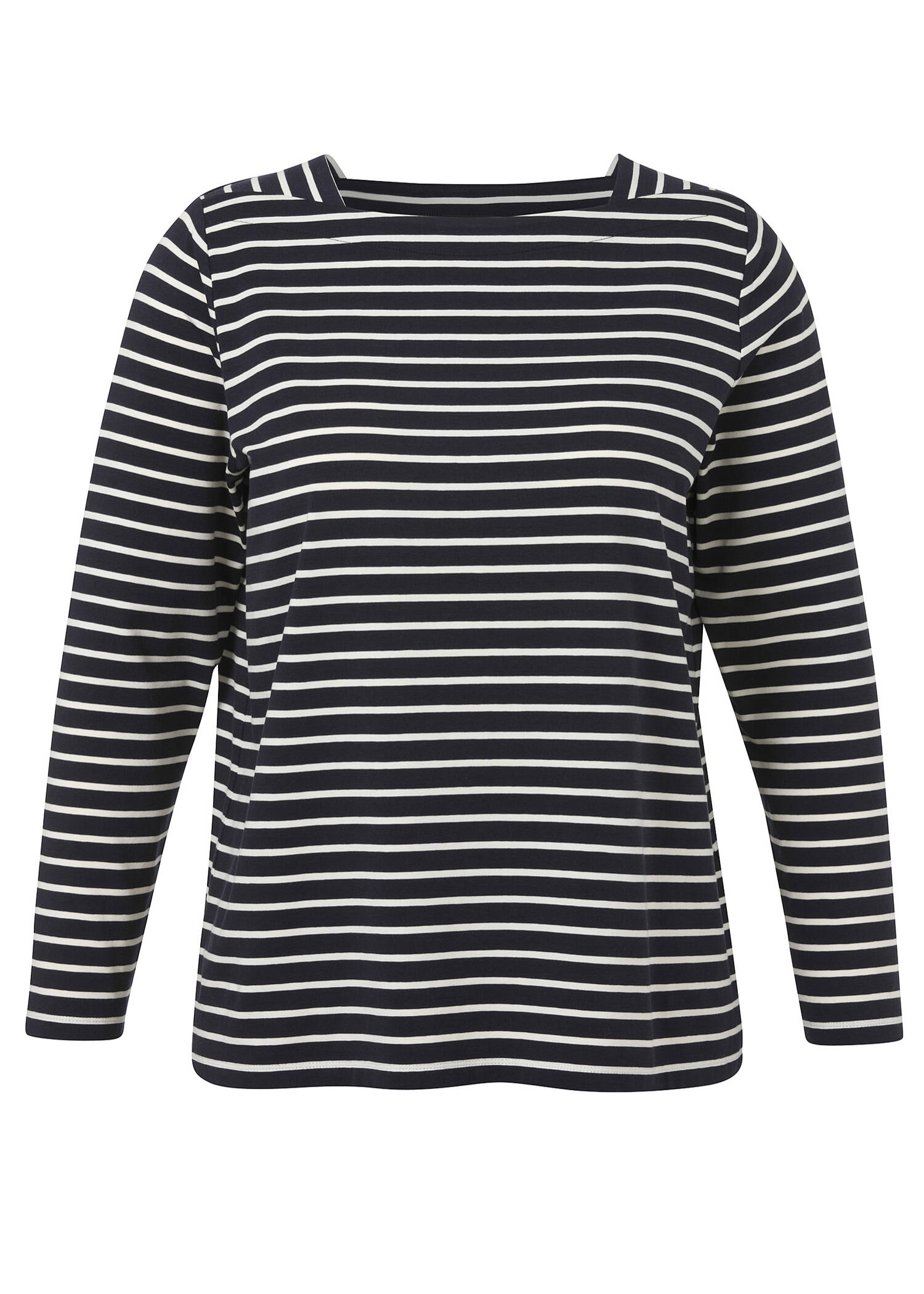 Geringeltes Langarmshirt mit Karree-Ausschnitt /