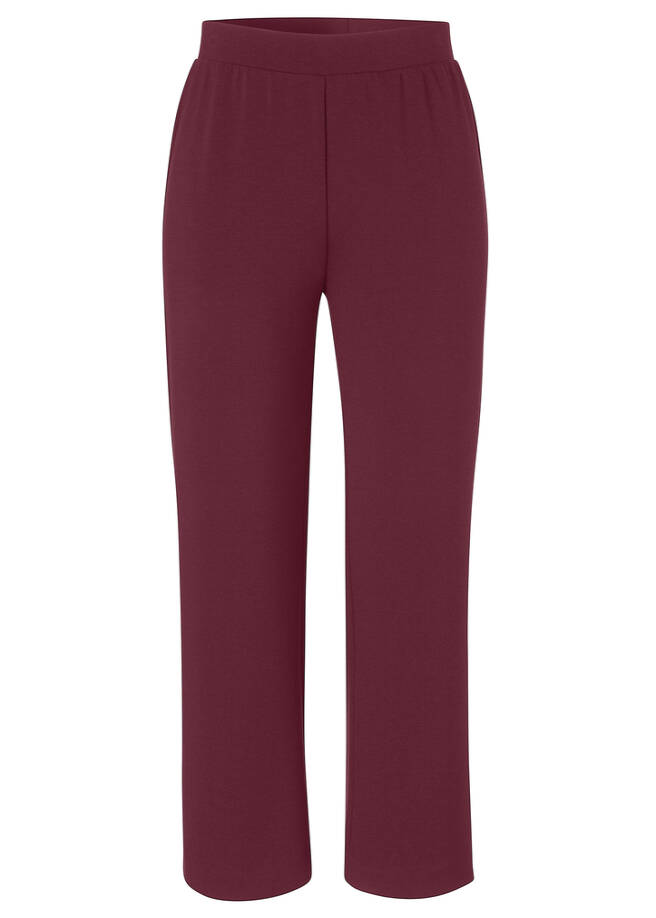 Lässig-edle Hose im Modern Jogg-Pants-Style, weites Bein bordeaux Frontansicht