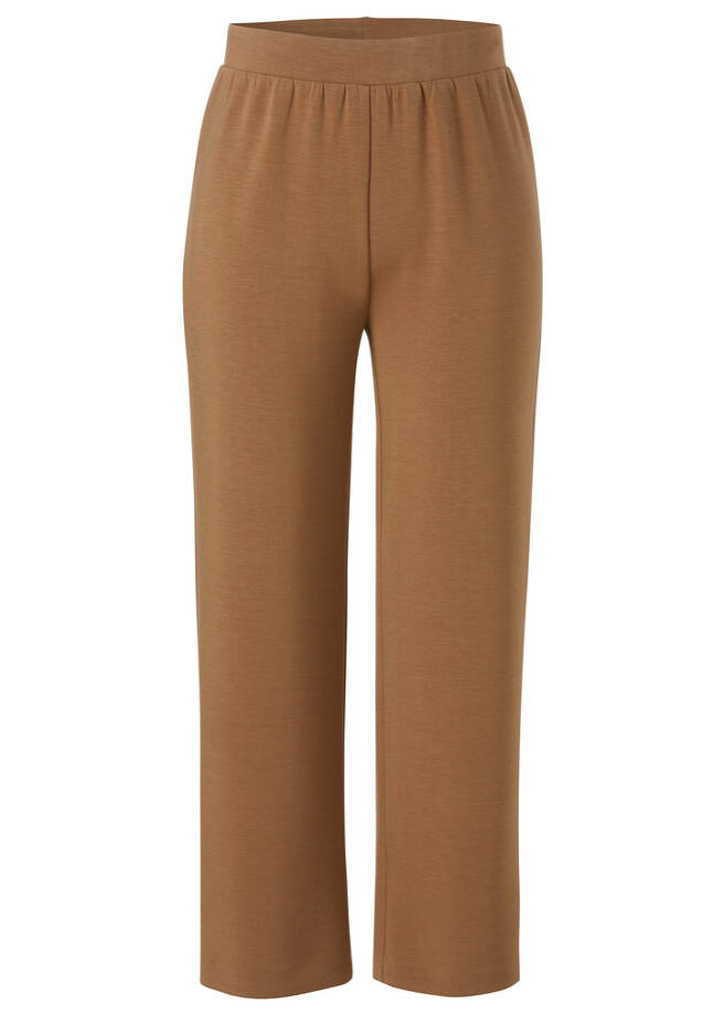 Lässig-edle Hose im Modern Jogg-Pants-Style, weites Bein camel Frontansicht