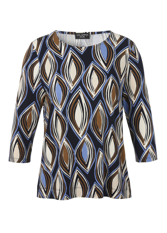 3/4-Arm Print Shirt Viskose-Jersey marine multicolor Frontansicht