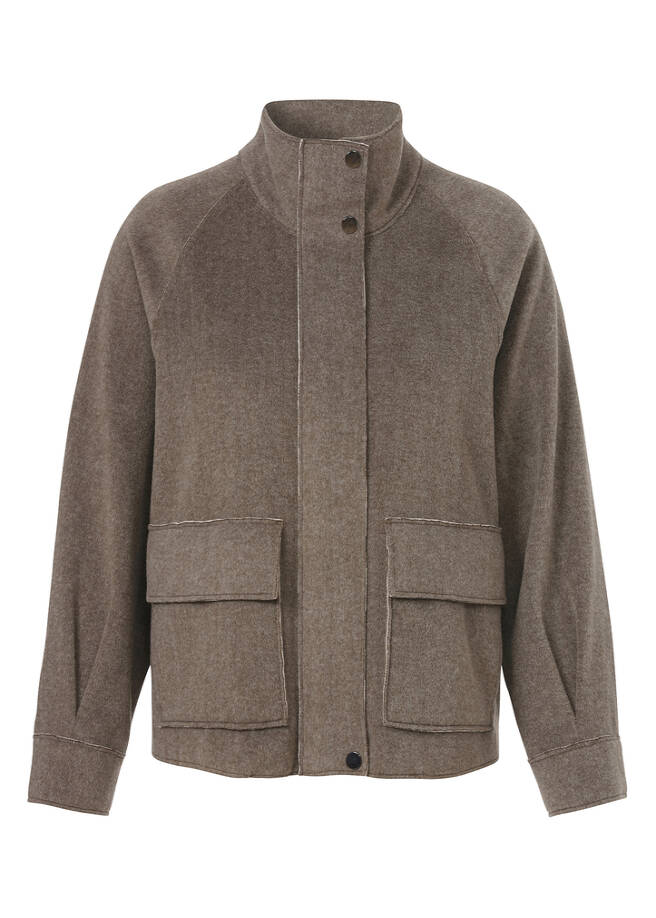 Moderne Outdoor Jacke Taupe Melange mittel taupe melange Frontansicht