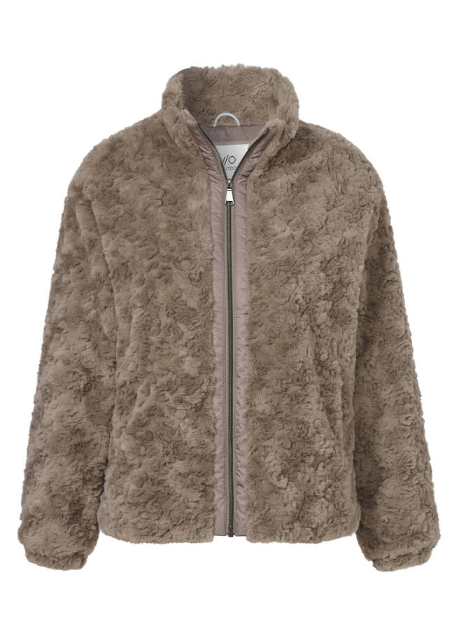 Supersofte Kuscheljacke in Taupe mittel taupe Frontansicht